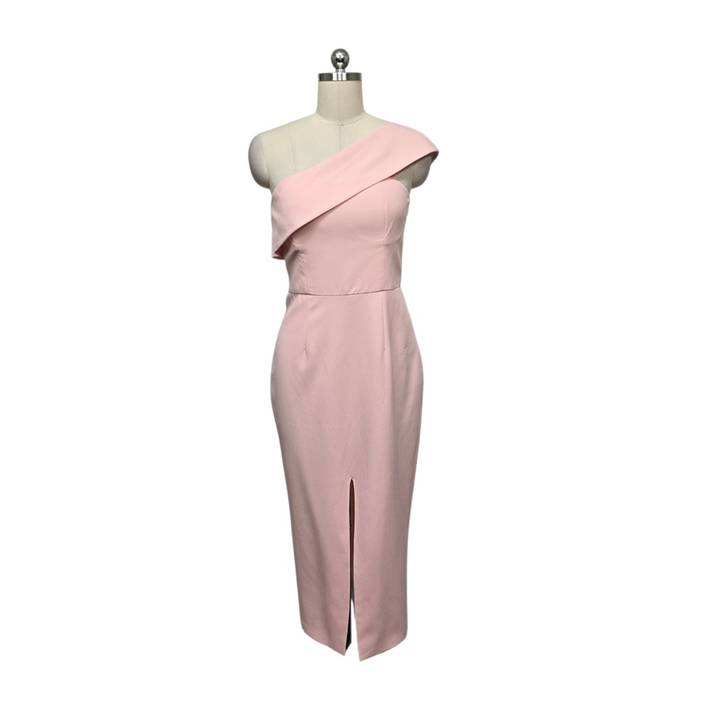 Yumi Kim Womens Blush Pink One Shoulder Asymmetric Front Slit Midi Dress Size‎ M